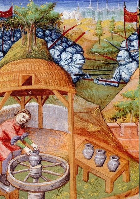 image 6 the potter Carcino, father of Agatocles, detail in Des cas des nobles hommes by Boccace, 1400-1425, BNF, M. fr. 235, Folio 158 verso