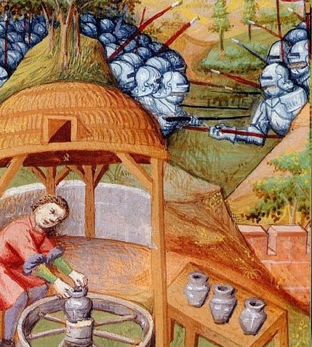 image 6 the potter Carcino, father of Agatocles, detail in Des cas des nobles hommes by Boccace, 1400-1425, BNF, M. fr. 235, Folio 158 verso
