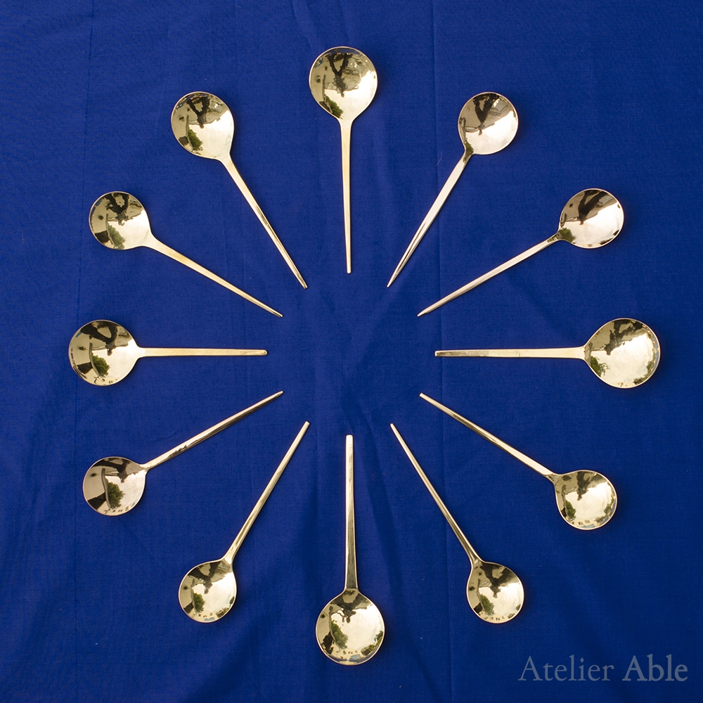 replica brass spoons, 15th century