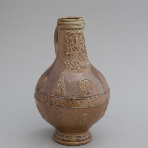 Replica of a richly decorated Bartmann jug from the second half of the 16th century