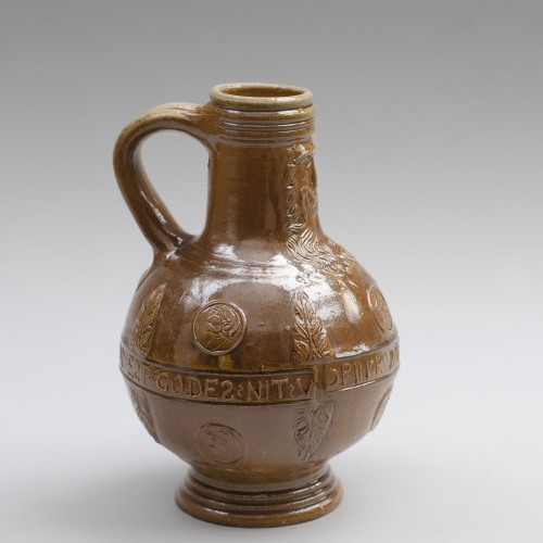 Replica of a richly decorated Bartmann jug from the second half of the 16th century