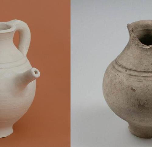 A Roman feeding bottle and a replica